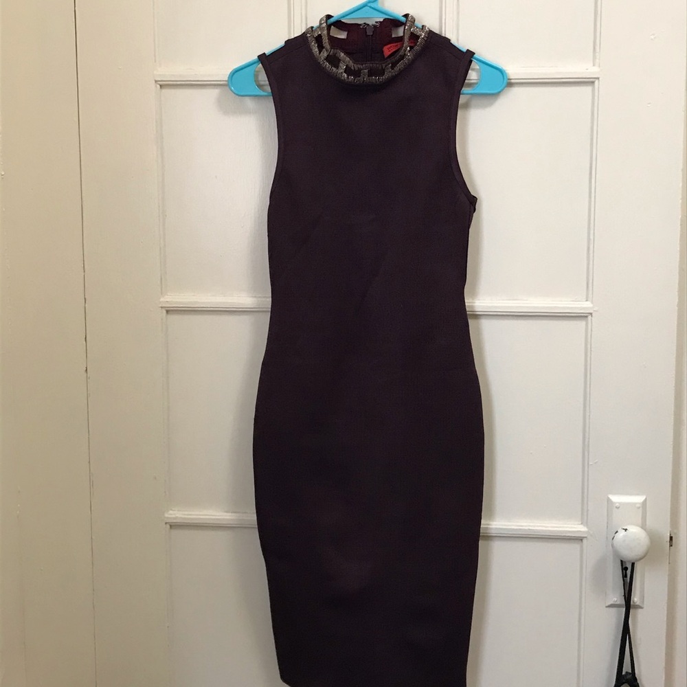 Burgundy/wine dress with beaded collar